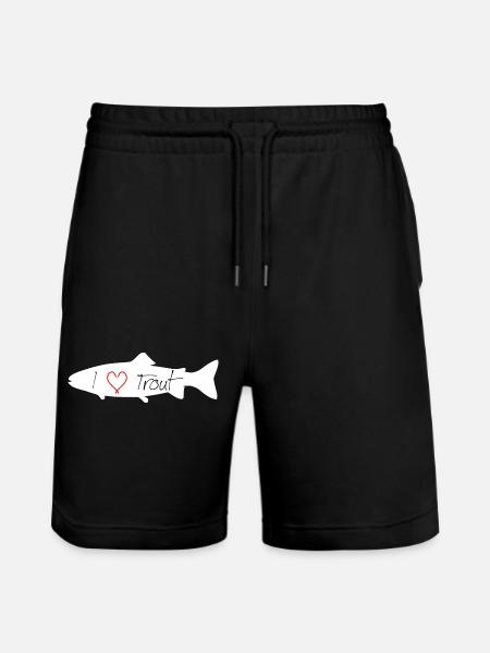 I love trout white - Stanley/Stella Trainer Unisex Organic Jogging Shorts - black