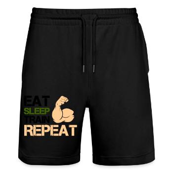 Les biceps mangent le sommeil - Short de jogging bio TRAINER Stanley/Stella unisexe - noir - Devant - Nik (191cm) & Marisol (170cm)