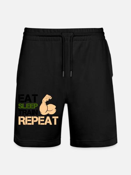 Biceps Eat Sleep Train - Stanley/Stella Trainer Unisex Organic Jogging Shorts - black