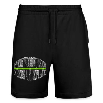Carpenter Funny Tshirts Forestry - Stanley/Stella Trainer Unisex Organic Jogging Shorts - black - Front - Nik (191cm) & Marisol (170cm)