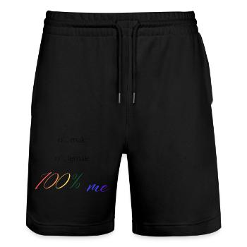 100% me - Short de jogging bio TRAINER Stanley/Stella unisexe - noir - Devant - Nik (191cm) & Marisol (170cm)