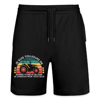 De bonne humeur sur mon tracteur cadeau vintage - Short de jogging bio TRAINER Stanley/Stella unisexe - noir - Devant - Nik (191cm) & Marisol (170cm)