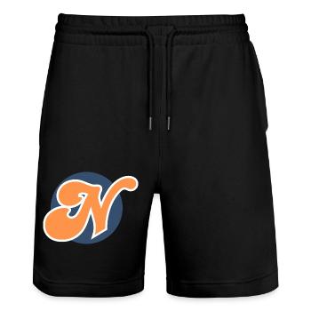 Letter n orange sport - Stanley/Stella Trainer Unisex Organic Jogging Shorts - black - Front - Nik (191cm) & Marisol (170cm)