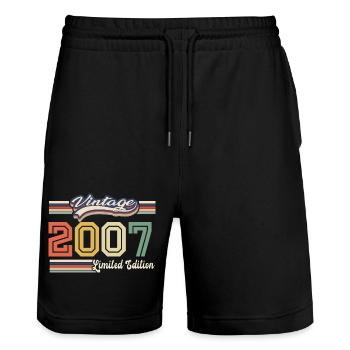 Birthday gift 2007 awesome since 2007 came - Stanley/Stella Trainer Unisex Organic Jogging Shorts - black - Front - Nik (191cm) & Marisol (170cm)
