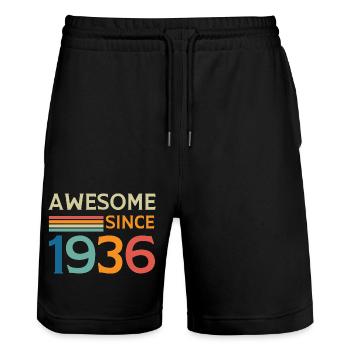 Awesome since 1936 - Stanley/Stella Trainer Unisex Organic Jogging Shorts - black - Front - Nik (191cm) & Marisol (170cm)
