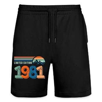 Limitierte Auflage 1981 - Stanley/Stella Unisex Bio Joggingshorts Trainer  - Schwarz - Vorne - Nik (191cm) & Marisol (170cm)