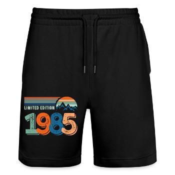 Limitierte Auflage 1985 - Stanley/Stella Unisex Bio Joggingshorts Trainer  - Schwarz - Vorne - Nik (191cm) & Marisol (170cm)