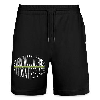 lets play carpenter tshirts wood - Stanley/Stella Unisex Bio Joggingshorts Trainer  - Schwarz - Vorne - Nik (191cm) & Marisol (170cm)