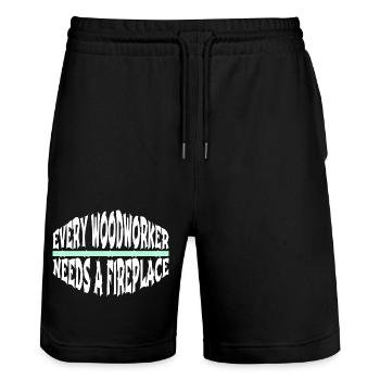 lumberjack hearbeat joke funshirt - Stanley/Stella Unisex Bio Joggingshorts Trainer  - Schwarz - Vorne - Nik (191cm) & Marisol (170cm)