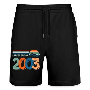 Limitierte Auflage 2003 - Stanley/Stella Unisex Bio Joggingshorts Trainer  - Schwarz - Vorne - Nik (191cm) & Marisol (170cm)