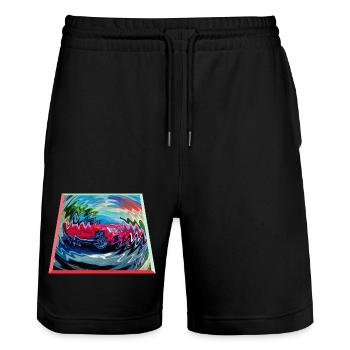 150002 - Short de jogging bio TRAINER Stanley/Stella unisexe - noir - Devant - Nik (191cm) & Marisol (170cm)