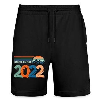 Limitierte Auflage 2022 - Stanley/Stella Unisex Bio Joggingshorts Trainer  - Schwarz - Vorne - Nik (191cm) & Marisol (170cm)