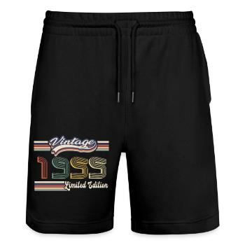 Original 1955 Vintage edition Retro Birthday - Stanley/Stella Trainer Unisex Organic Jogging Shorts - black - Front - Nik (191cm) & Marisol (170cm)