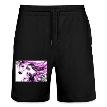 Blumen Frauen Mädchen Mode Design Kunst Weiblicher Stil - Stanley/Stella Unisex Bio Joggingshorts Trainer  - Schwarz - Vorne - Nik (191cm) & Marisol (170cm)