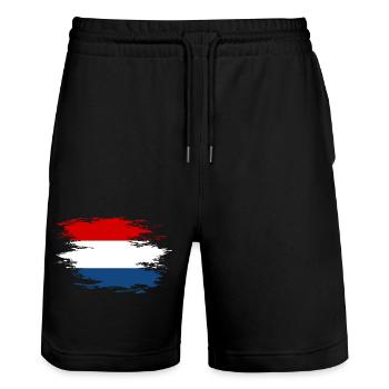 Drapeau hollandais utilisé design - Short de jogging bio TRAINER Stanley/Stella unisexe - noir - Devant - Nik (191cm) & Marisol (170cm)