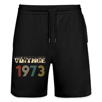 1973 Vintage Vintage Birthday Retro - Original - Short de jogging bio TRAINER Stanley/Stella unisexe - noir - Devant - Nik (191cm) & Marisol (170cm)