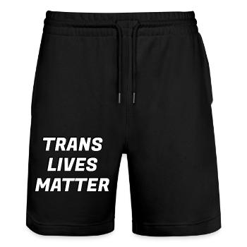 Trans lives matter - Stanley/Stella Trainer Unisex Organic Jogging Shorts - black - Front - Nik (191cm) & Marisol (170cm)