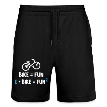 E Bike Is Fun - Stanley/Stella Unisex Bio Joggingshorts Trainer  - Schwarz - Vorne - Nik (191cm) & Marisol (170cm)