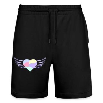 Pastellfarbenes Herz mit Flügeln - ApriNoeScor - Stanley/Stella Unisex Bio Joggingshorts Trainer  - Schwarz - Vorne - Nik (191cm) & Marisol (170cm)