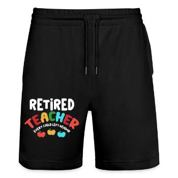 Retired Teacher Every Child Left Behind - Stanley/Stella Unisex Bio Joggingshorts Trainer  - Schwarz - Vorne - Nik (191cm) & Marisol (170cm)