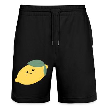 Sweet Lemon Kawaii - Stanley/Stella Trainer Unisex Organic Jogging Shorts - black - Front - Nik (191cm) & Marisol (170cm)