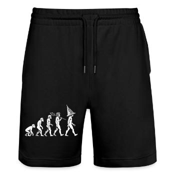 Steampunk Evolution mit Aluhut - Stanley/Stella Unisex Bio Joggingshorts Trainer  - Schwarz - Vorne - Nik (191cm) & Marisol (170cm)