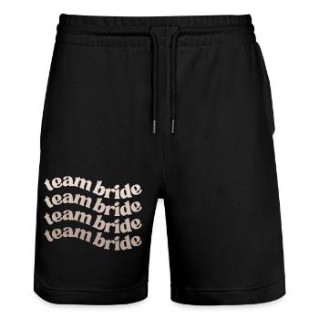 Team Bride groovy design bachelorette party JGA - Stanley/Stella Unisex Bio Joggingshorts Trainer  - Schwarz - Vorne - Nik (191cm) & Marisol (170cm)