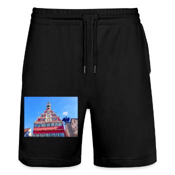 Altes Rathaus Esslingen am Neckar - Stanley/Stella Unisex Bio Joggingshorts Trainer  - Schwarz - Vorne - Nik (191cm) & Marisol (170cm)