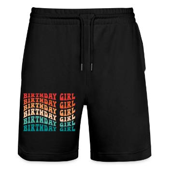 Fille d’anniversaire pour les tout-petits filles Mignon Groovy - Short de jogging bio TRAINER Stanley/Stella unisexe - noir - Devant - Nik (191cm) & Marisol (170cm)