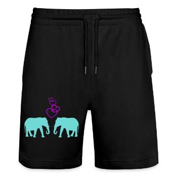 elefanten love 02 - Stanley/Stella Unisex Bio Joggingshorts Trainer  - Schwarz - Vorne - Nik (191cm) & Marisol (170cm)