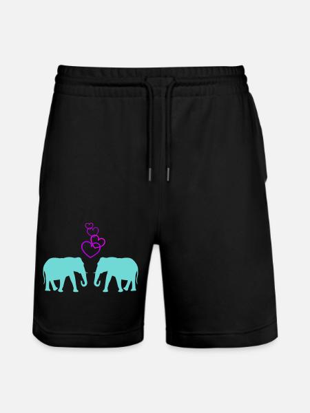 Elephant Love 02 - Stanley/Stella Trainer Unisex Organic Jogging Shorts - black