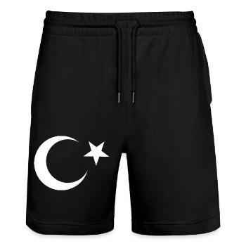 I Love Turkey, Elegance Style Design T-Shirt - Stanley/Stella Trainer Unisex Organic Jogging Shorts - black - Front - Nik (191cm) & Marisol (170cm)