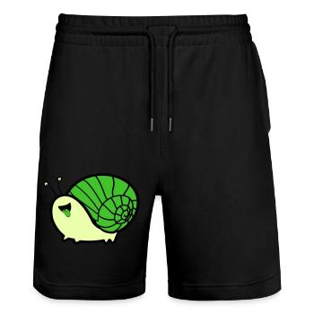 Snail Comic - Stanley/Stella Trainer Unisex Organic Jogging Shorts - black - Front - Nik (191cm) & Marisol (170cm)