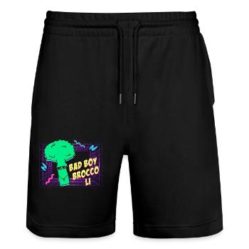 Bad Boy Brokkoli - Stanley/Stella Unisex Bio Joggingshorts Trainer  - Schwarz - Vorne - Nik (191cm) & Marisol (170cm)