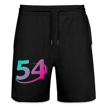 Number 54 multicolor - Stanley/Stella Trainer Unisex Organic Jogging Shorts - black - Front - Nik (191cm) & Marisol (170cm)