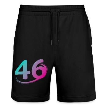 Number 46 multicolor - Stanley/Stella Trainer Unisex Organic Jogging Shorts - black - Front - Nik (191cm) & Marisol (170cm)