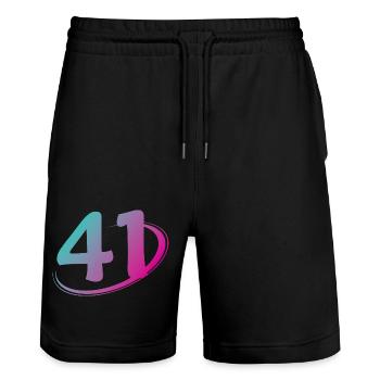 Number 41 multicolor - Stanley/Stella Trainer Unisex Organic Jogging Shorts - black - Front - Nik (191cm) & Marisol (170cm)