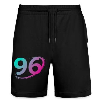 Number 96 multicolor - Stanley/Stella Trainer Unisex Organic Jogging Shorts - black - Front - Nik (191cm) & Marisol (170cm)