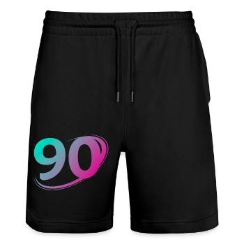 Number 90 multicolor - Stanley/Stella Trainer Unisex Organic Jogging Shorts - black - Front - Nik (191cm) & Marisol (170cm)
