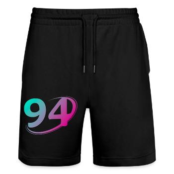 Number 94 multicolor - Stanley/Stella Trainer Unisex Organic Jogging Shorts - black - Front - Nik (191cm) & Marisol (170cm)