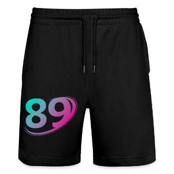 Number 89 multicolor - Stanley/Stella Trainer Unisex Organic Jogging Shorts - black - Front - Nik (191cm) & Marisol (170cm)