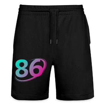 Number 86 multicolor - Stanley/Stella Trainer Unisex Organic Jogging Shorts - black - Front - Nik (191cm) & Marisol (170cm)