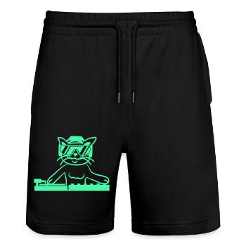 DJ Mischpult Katze Party Tier Kätzchen Haustier - Stanley/Stella Unisex Bio Joggingshorts Trainer  - Schwarz - Vorne - Nik (191cm) & Marisol (170cm)