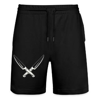 messer 2 - Stanley/Stella Unisex Bio Joggingshorts Trainer  - Schwarz - Vorne - Nik (191cm) & Marisol (170cm)