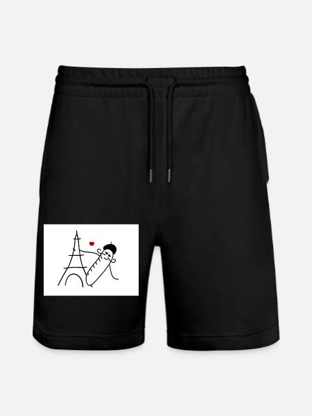 Love France - Stanley/Stella Trainer Unisex Organic Jogging Shorts - black