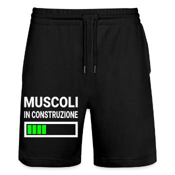 Muscoli in construzione gift for bodybuilders - Stanley/Stella Trainer Unisex Organic Jogging Shorts - black - Front - Nik (191cm) & Marisol (170cm)