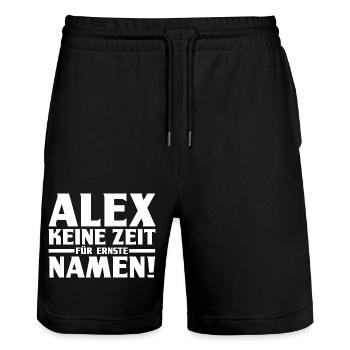 Alexander Alexandra Alexa Alex - Stanley/Stella Unisex Bio Joggingshorts Trainer  - Schwarz - Vorne - Nik (191cm) & Marisol (170cm)