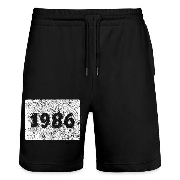 1986 - Stanley/Stella Trainer Unisex Organic Jogging Shorts - black - Front - Nik (191cm) & Marisol (170cm)