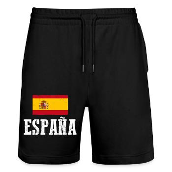 Spanier Spanien - Stanley/Stella Unisex Bio Joggingshorts Trainer  - Schwarz - Vorne - Nik (191cm) & Marisol (170cm)