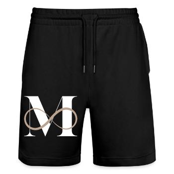 Unendlicher Buchstabe m - Stanley/Stella Unisex Bio Joggingshorts Trainer  - Schwarz - Vorne - Nik (191cm) & Marisol (170cm)